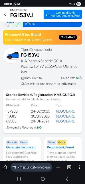 Kia Picanto 1.0 12V EcoGPL 5 porte Active Collection