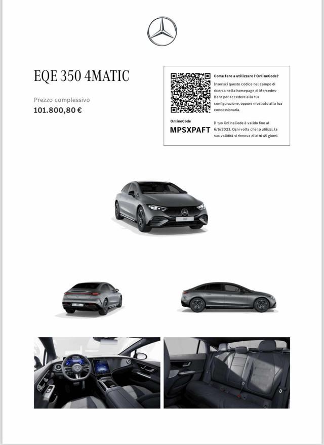 MERCEDES-BENZ EQE 350 4Matic Premium AMG (subentro leasing)