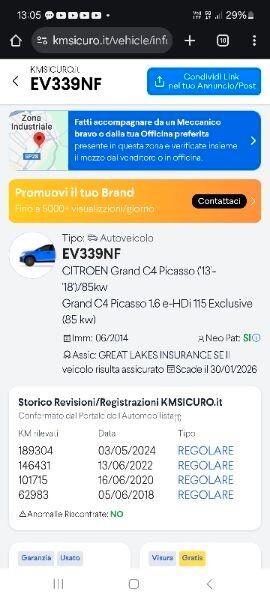 Citroen Grand C4 Picasso 1.6 e-HDi 115 Exclusive 7 posti full.optional