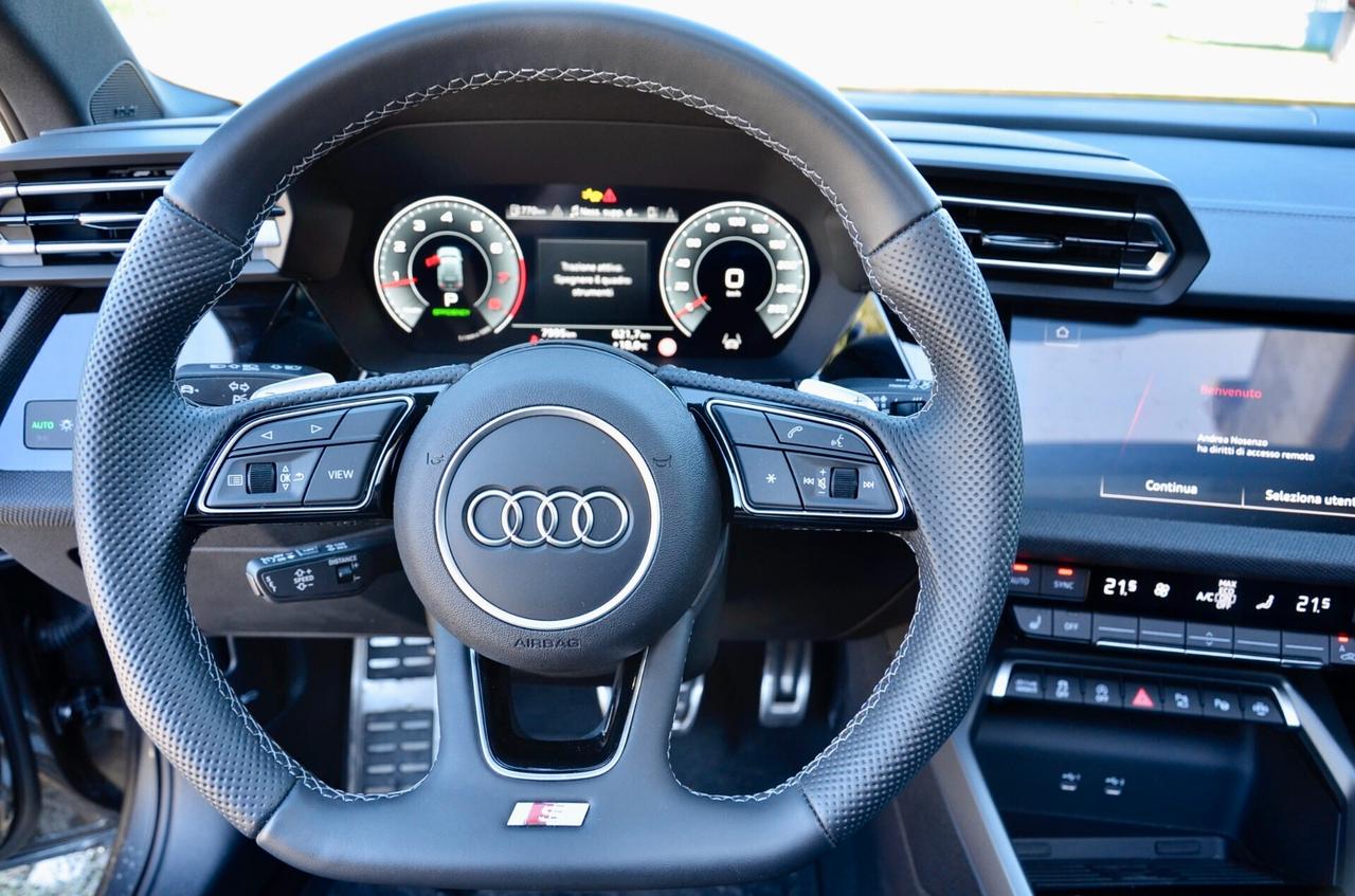 AUDI A3 SPORTBACK 1.5 TFSI MHEV S-LINE INT+EXT 150cv S-TRONIC, GARANZIA UFF AUDI, EURO 6E, TETTO, HI-FI SONOS, 19", RETROCAMERA, PERMUTE