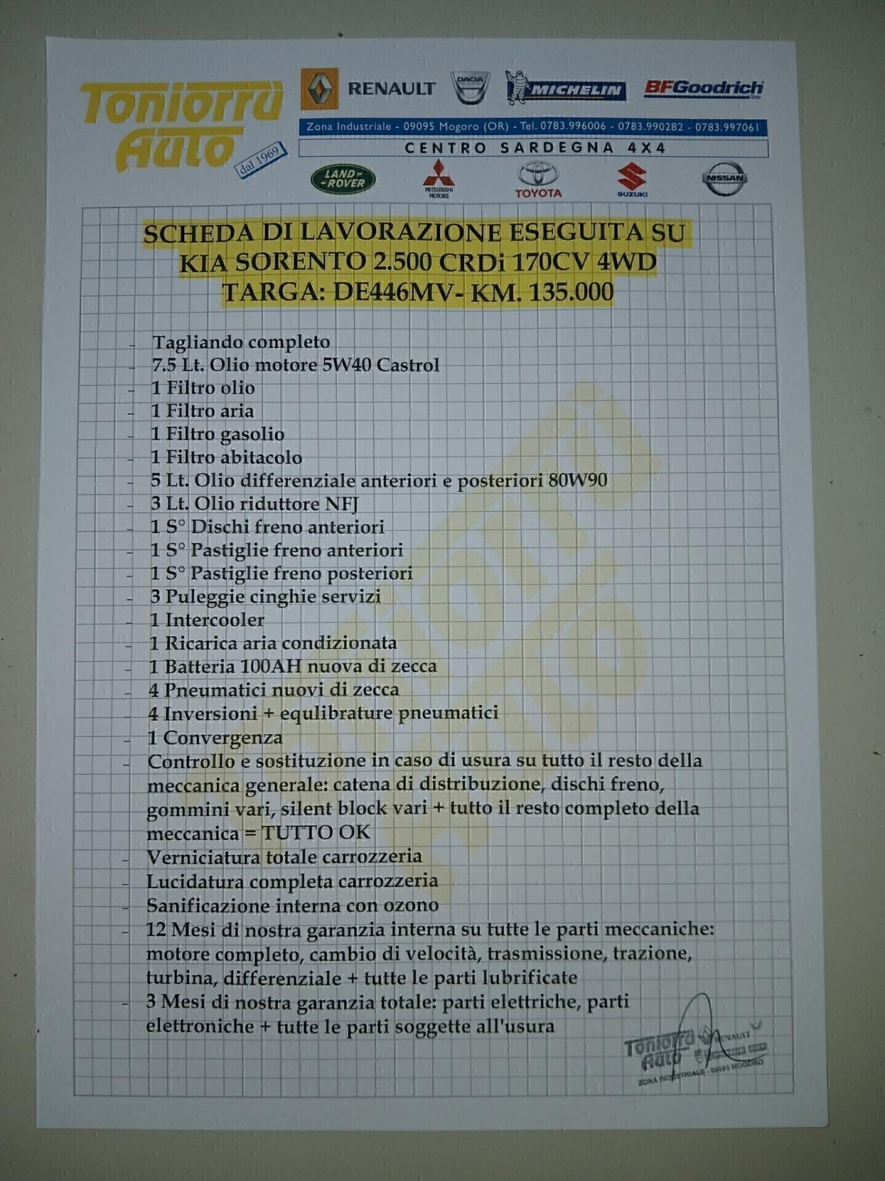 KIA Sorento 2.500 CRDi VGT 170cv 4WD Km135.000