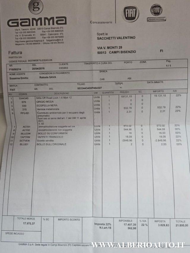 FIAT 500X 1.6 MultiJet 120 CV Cross Plus