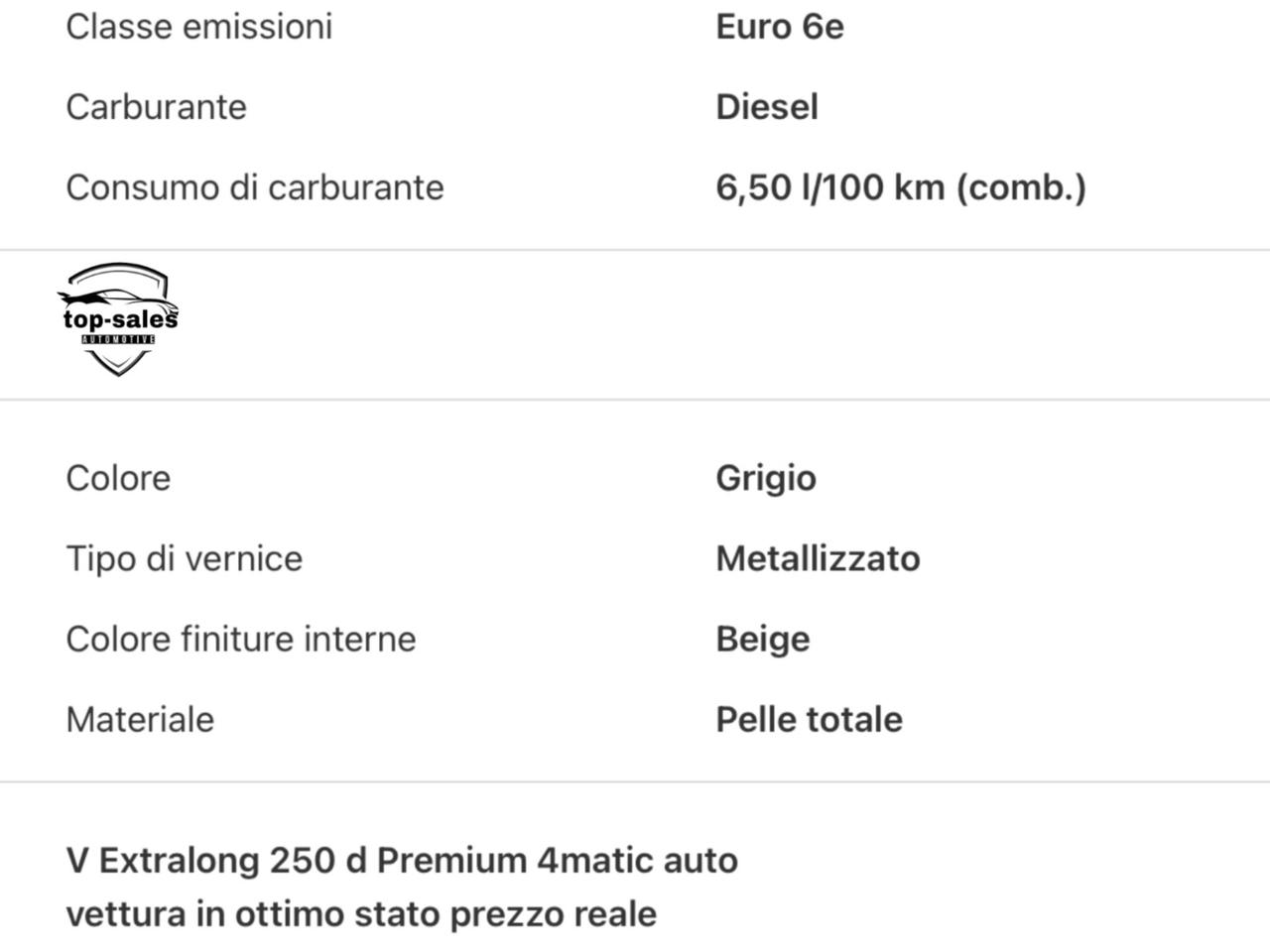 Mercedes-benz V 250 d Automatic 4Matic Premium Extralong Perfetta