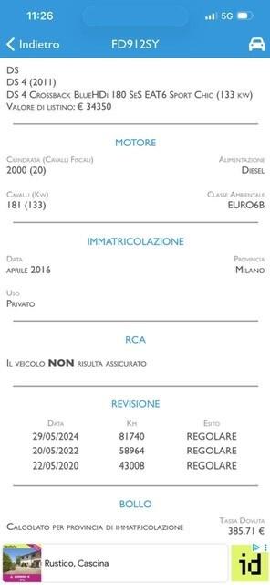 Ds 4 Crossback BlueHDi 180 S&S EAT6 Sport Chic