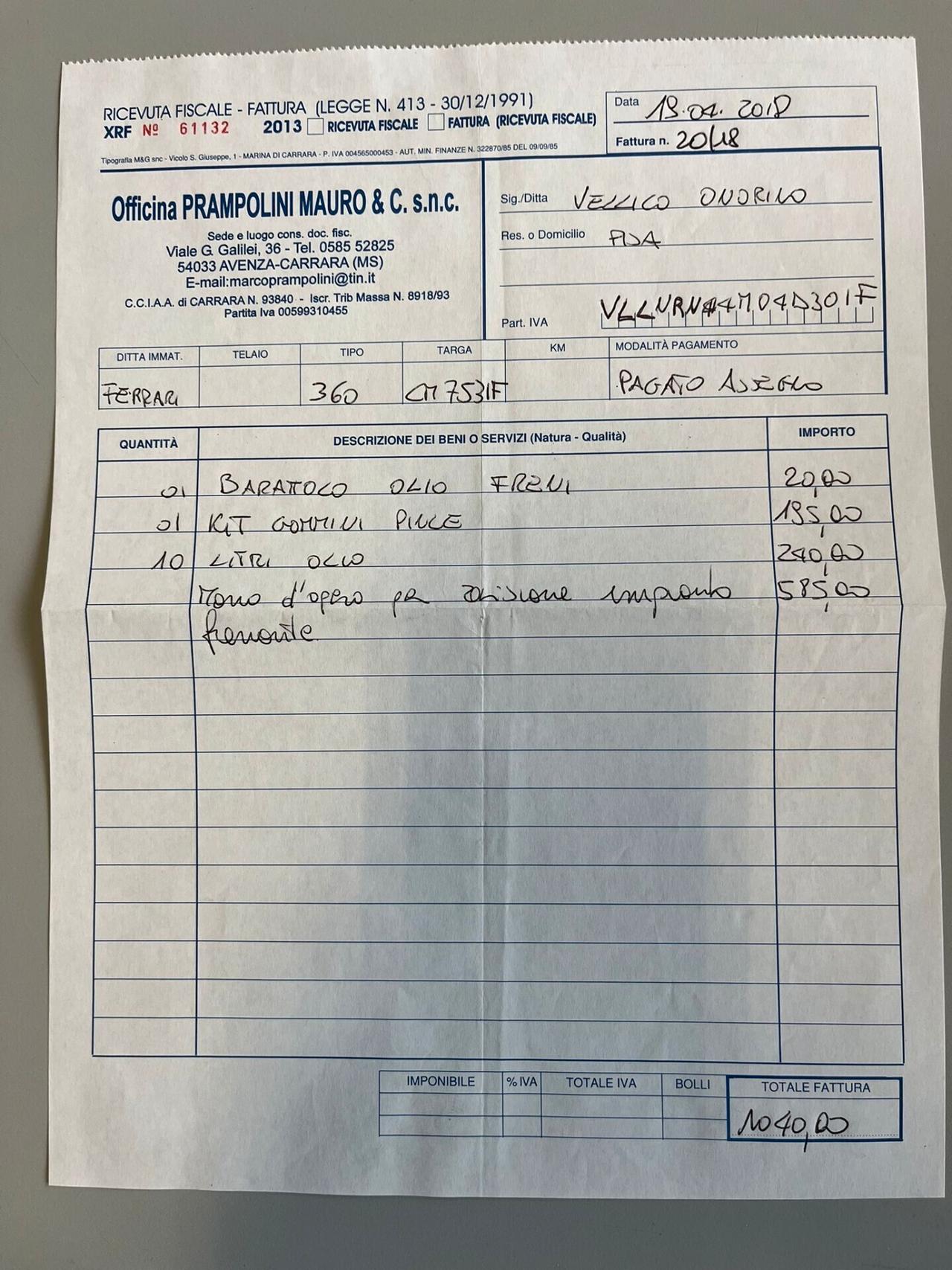 Ferrari 360 Modena F1 ASI con esenzione bollo