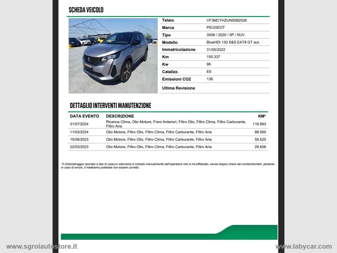 PEUGEOT 3008 BlueHDi 130 S&S EAT8 GT