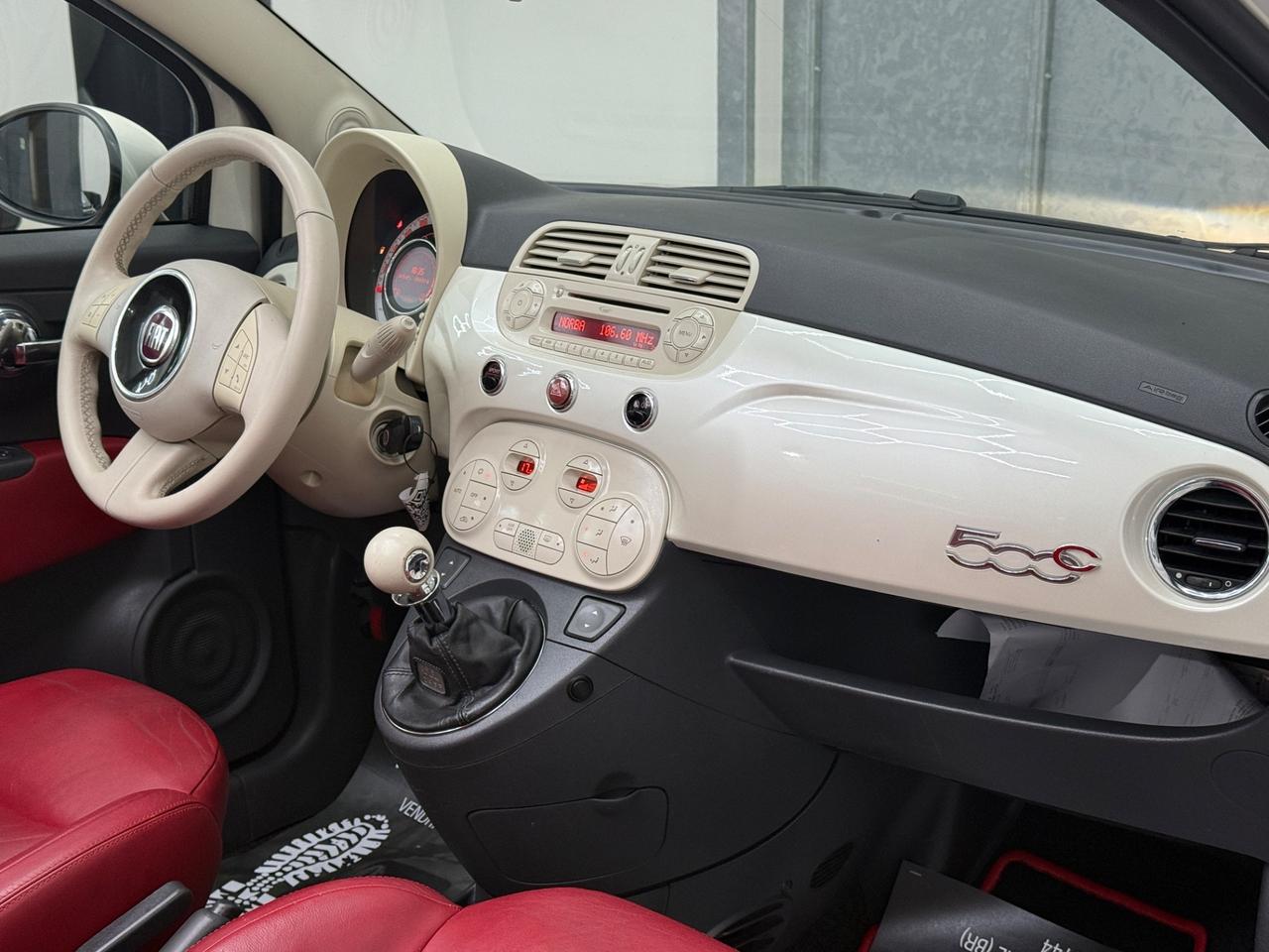 Fiat 500 1.4 16V Lounge Pelle rossa Bianco perla