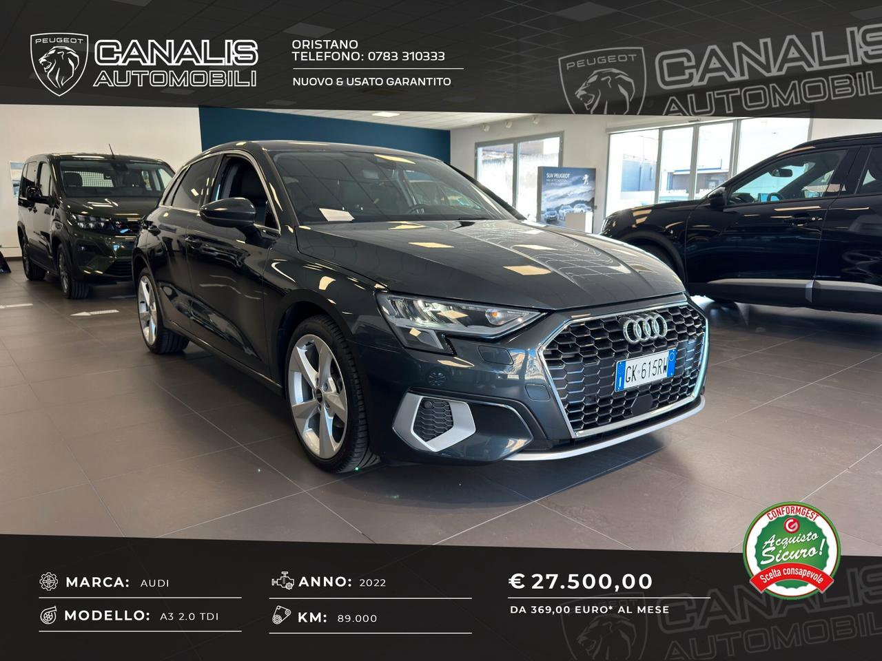 Audi A3 2.0 SPB 35 TDI S tronic 2022 IVA ESPOSTA
