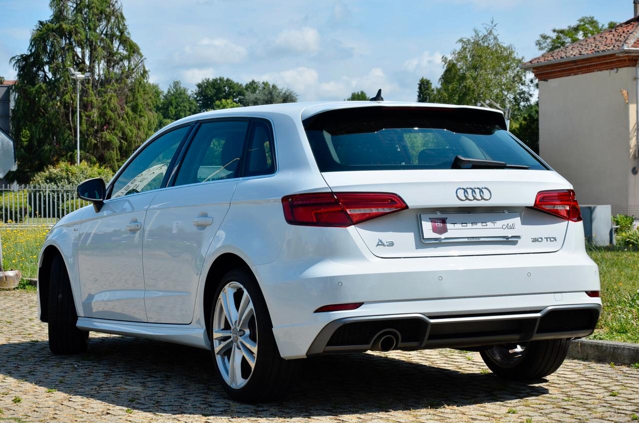 AUDI A3 SPORTBACK 30 1.6 TDI S-LINE EDITION 116cv S-TRONIC, EURO 6D, UFF ITALIANA, FULL LED, NAVI, SUBWOOFER, PERMUTE