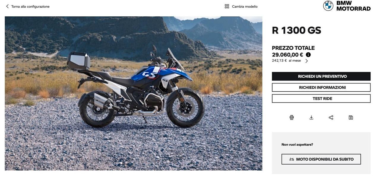BMW R1300GS 1300 TROPHY FULL 07/24 KM.3186 UNIPRO.