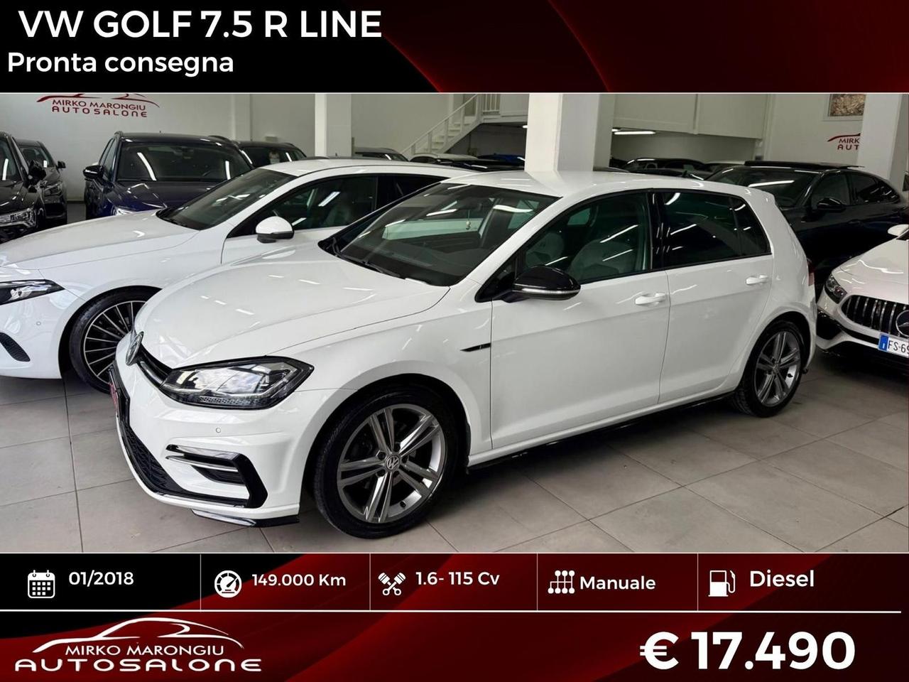 VW GOLF 1.6 TDI 115 CV R LINE finanziabile