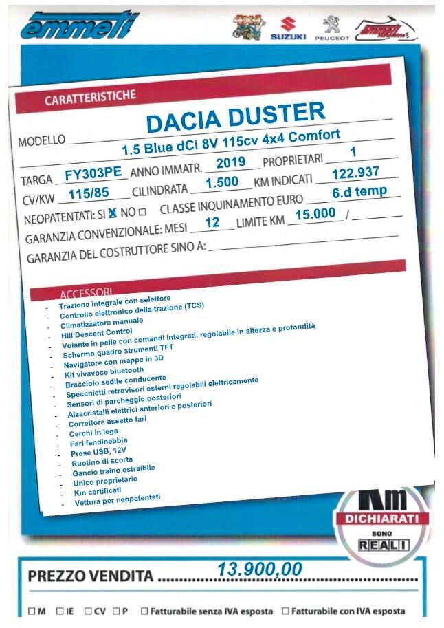 Dacia Duster 1.5 Blue dCi 8V 115 CV 4x4 Comfort