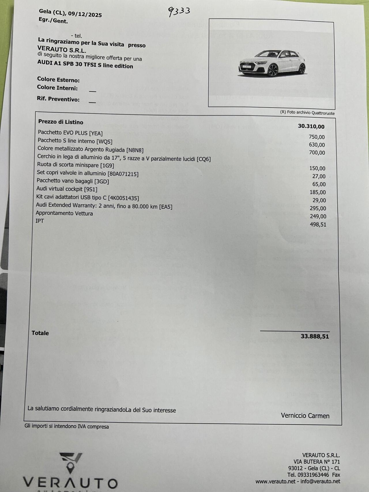 Audi A1 Spb 30 SLine possibilità noleggio no scoring