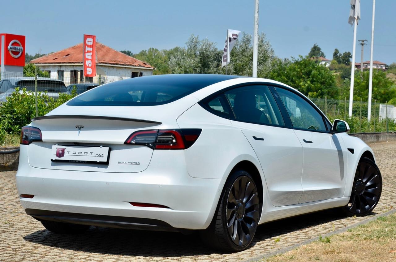 TESLA MODEL 3 PERFORMANCE DUAL MOTOR AWD, UNICOPROPRIETARIO, UFF ITALIANA, 20", PERMUTE