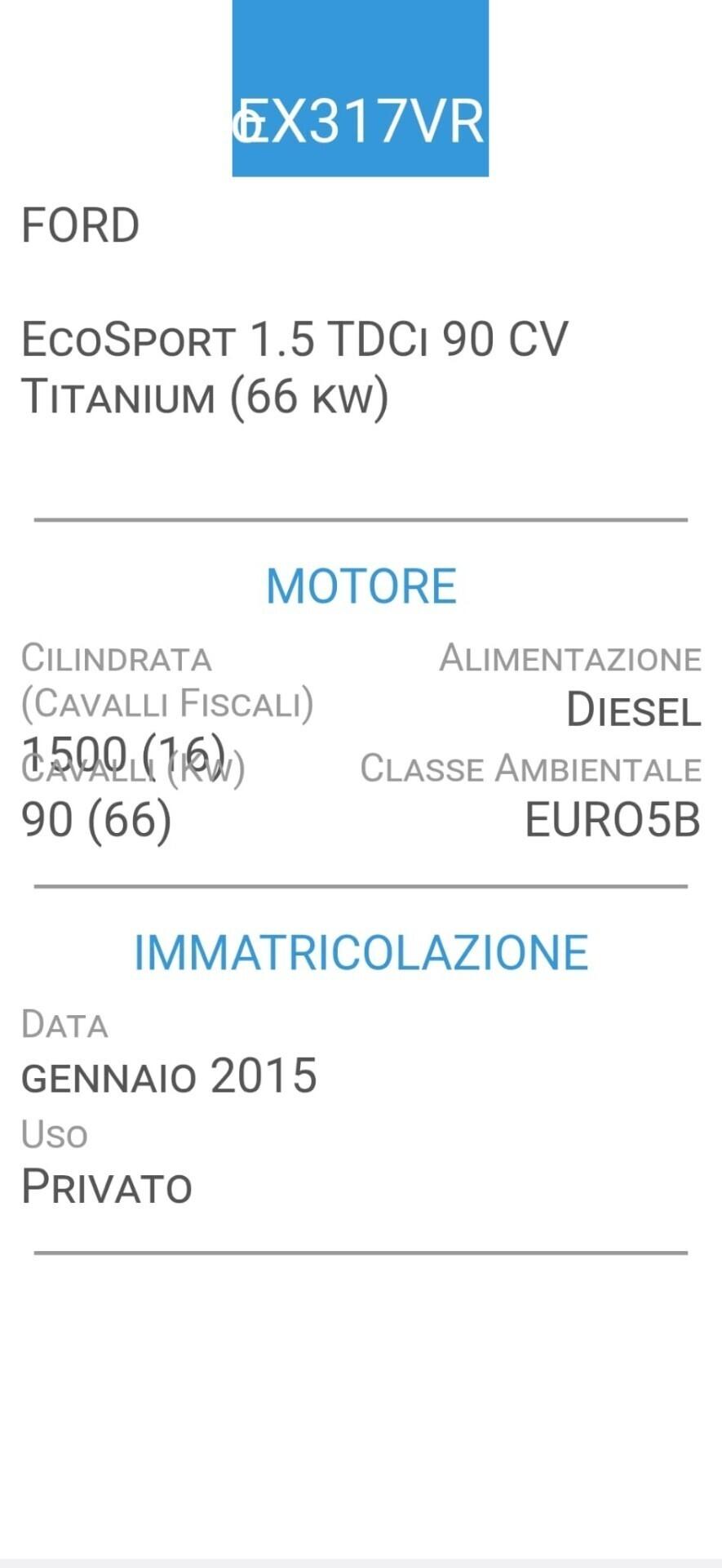 Ford EcoSport 1.5 TDCi-TUTTI TAGLIANDI FORD