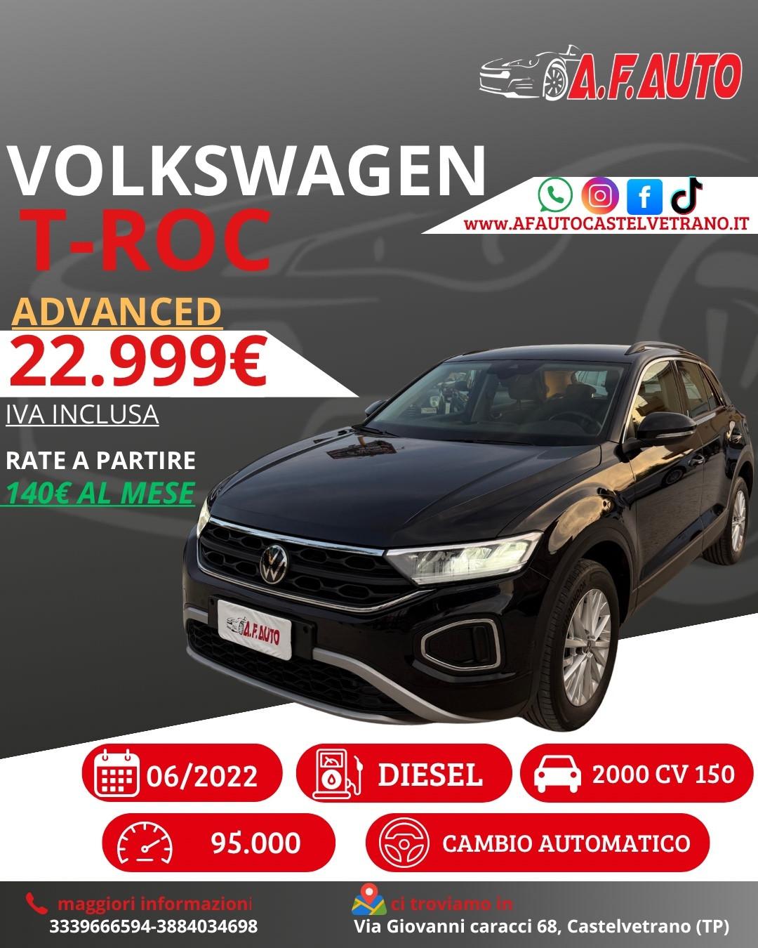 Volkswagen T-Roc 2.0 TDI SCR 150 CV DSG Advanced BlueMotion Technology