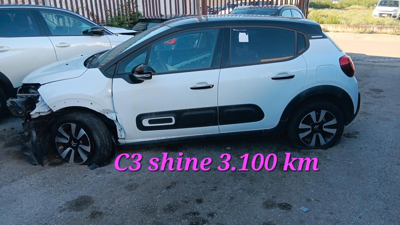 Citroen C3 shine incidentata sinistrata mondialcars km 3100