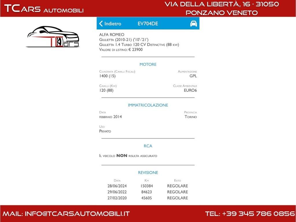 ALFA ROMEO GIULIETTA 1.4 BENZINA - EURO 6