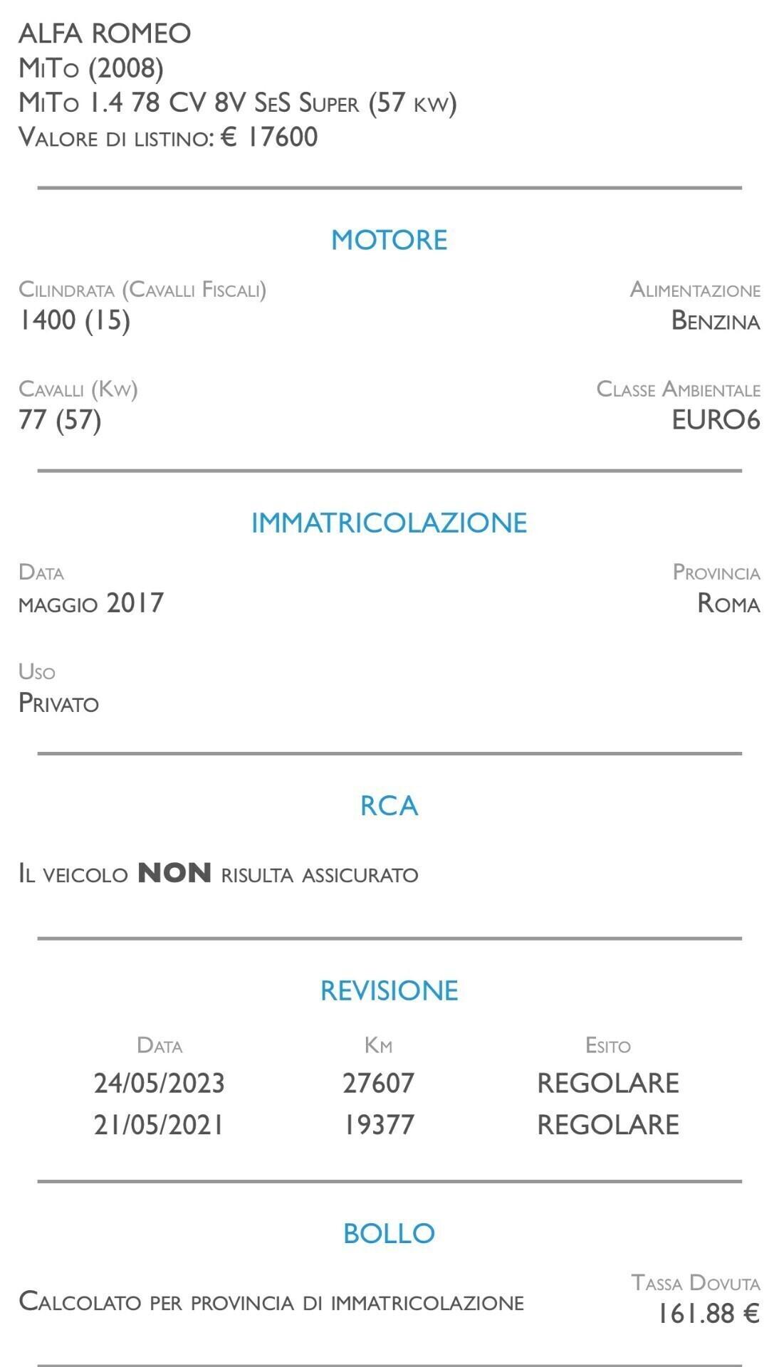 Alfa Romeo MiTo 1.4 78 CV 8V S&S Super - NEOPATENTATI