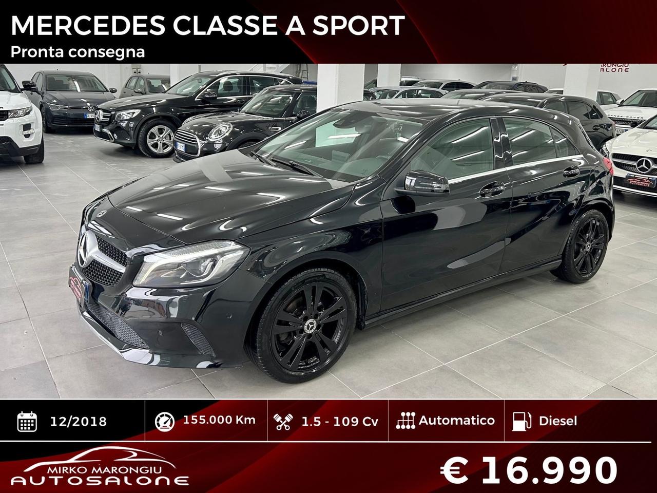 Mercedes CLASSE A Sport 2018 finanziabile