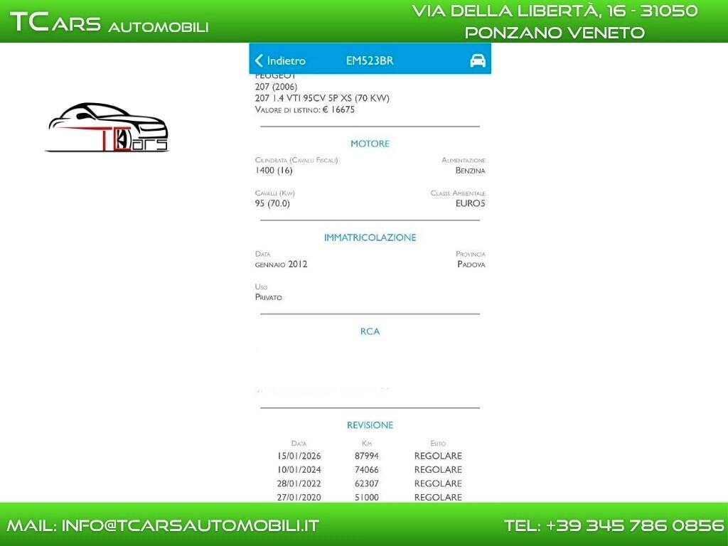 PEUGEOT 207 1.4 BENZINA - KM CERTIFICATI - 5 PORTE
