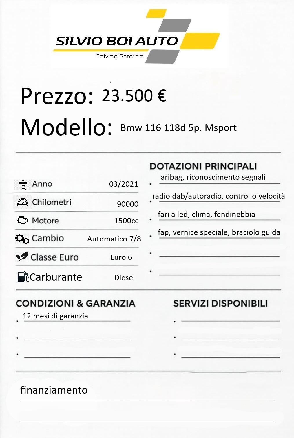 Bmw 116 116d 5p. Msport