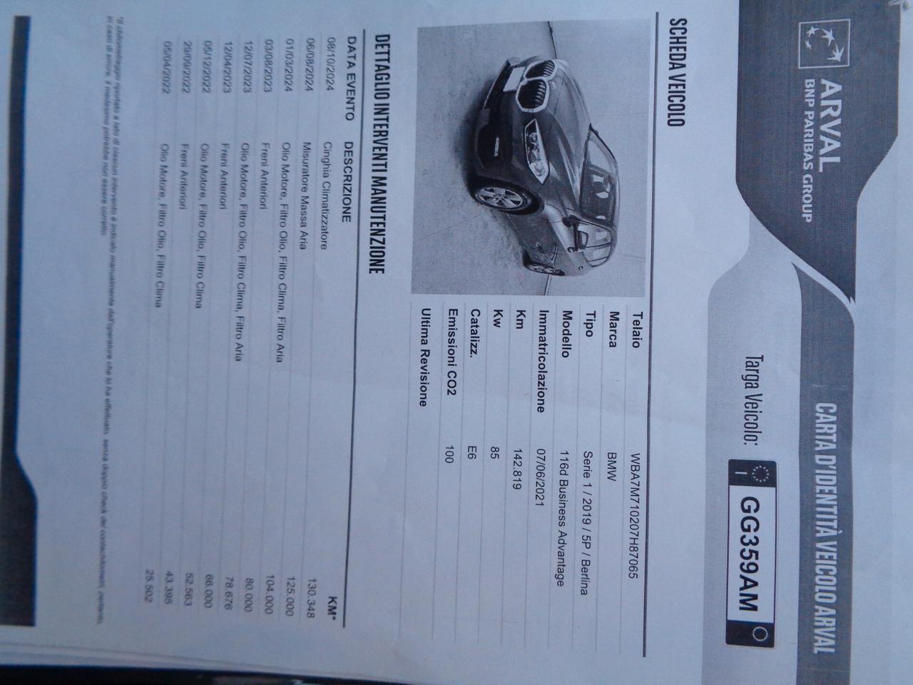 Bmw 116 116d 5p. Business Advantage