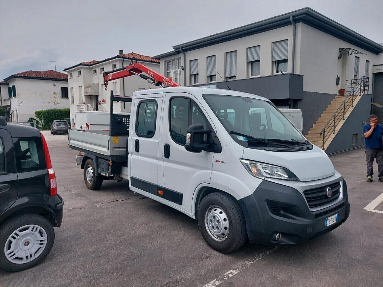 Fiat Ducato 7posti 2.3mjet Gru FASSI Cassone FISSO 2018 *PIENO OMAGGIO*