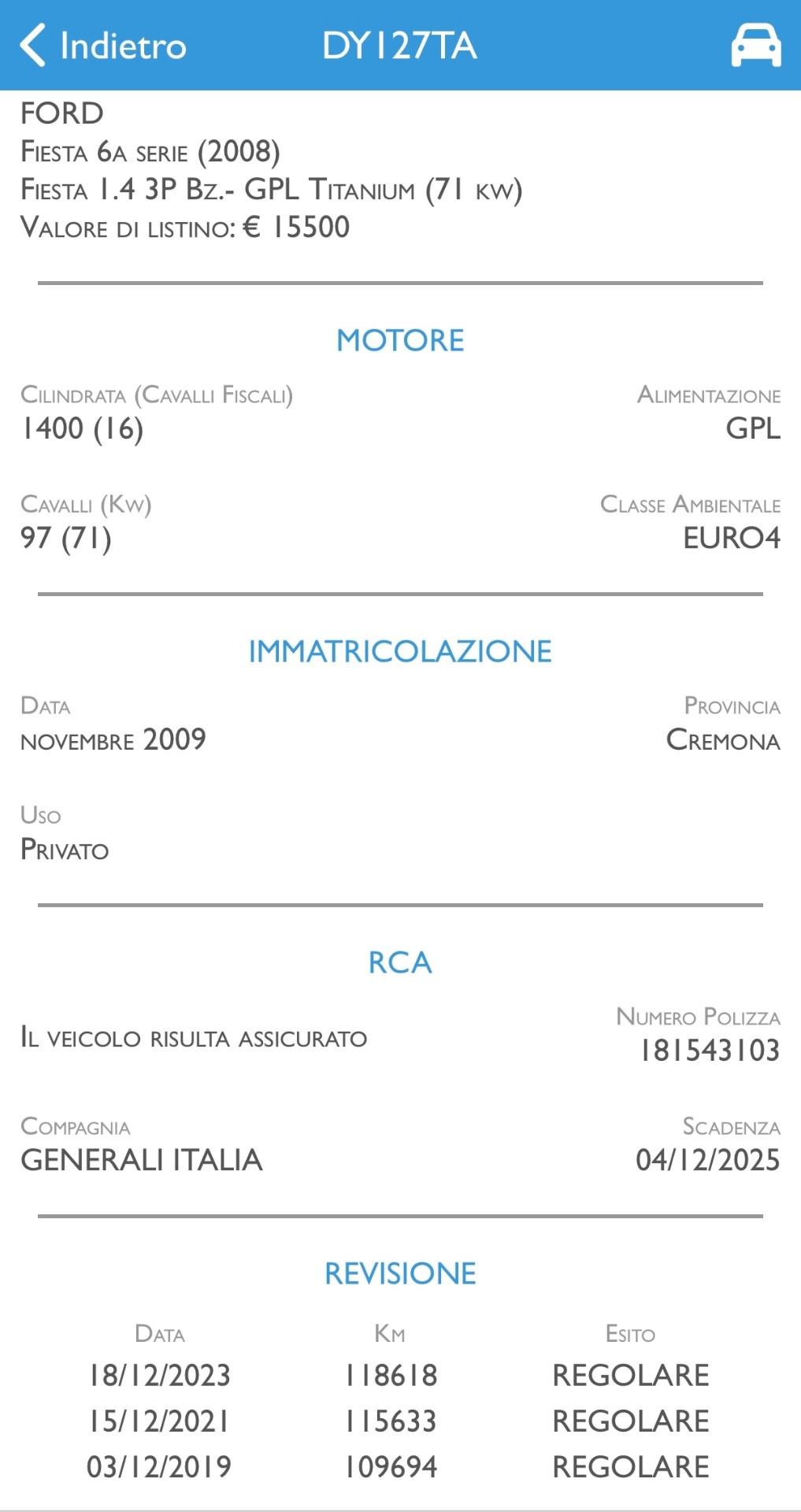 Ford Fiesta 1.4 3 porte Bz.- GPL Titanium UNICO PROP