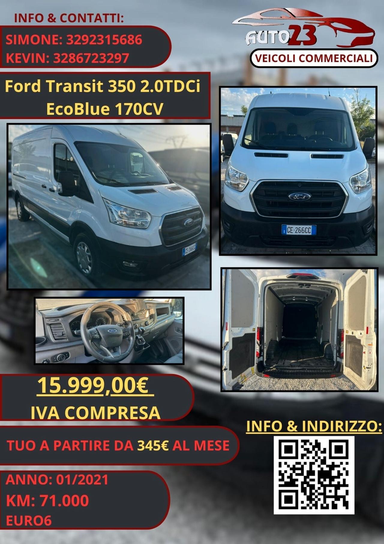 Ford Transit 350 2.0TDCi EcoBlue L3H2 170CV Iva Compresa