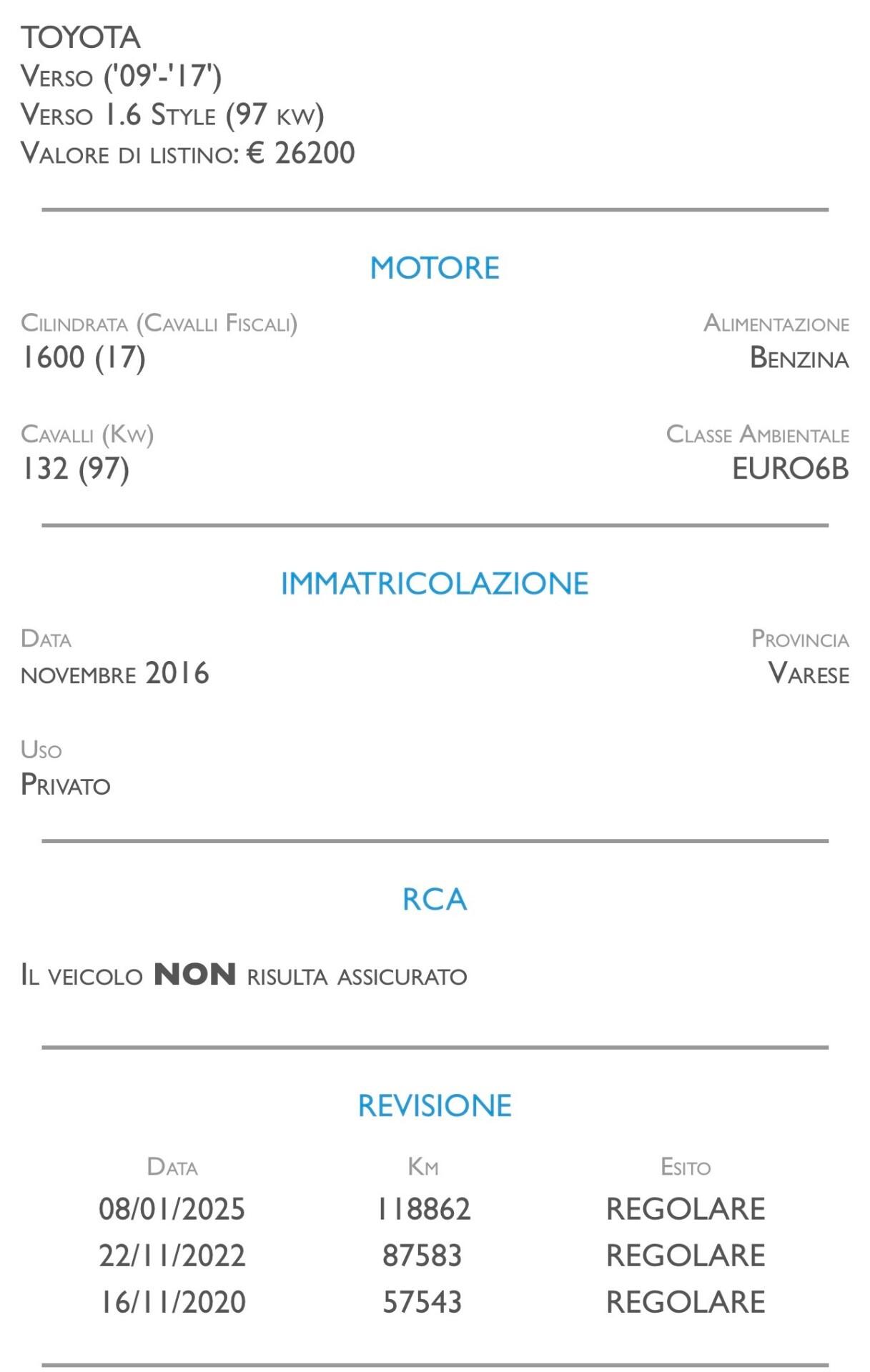 Toyota Verso 1.6 Style - UNICO PROPRIETARIO