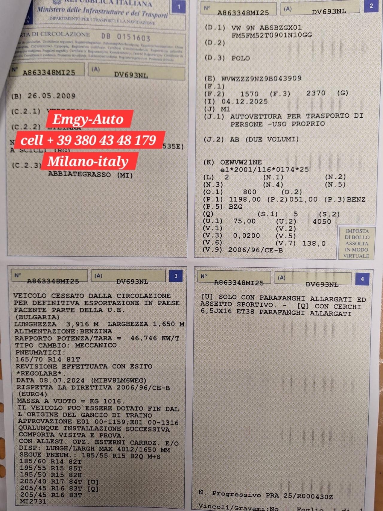 Volkswagen Polo 1.2/70CV Danneggiata