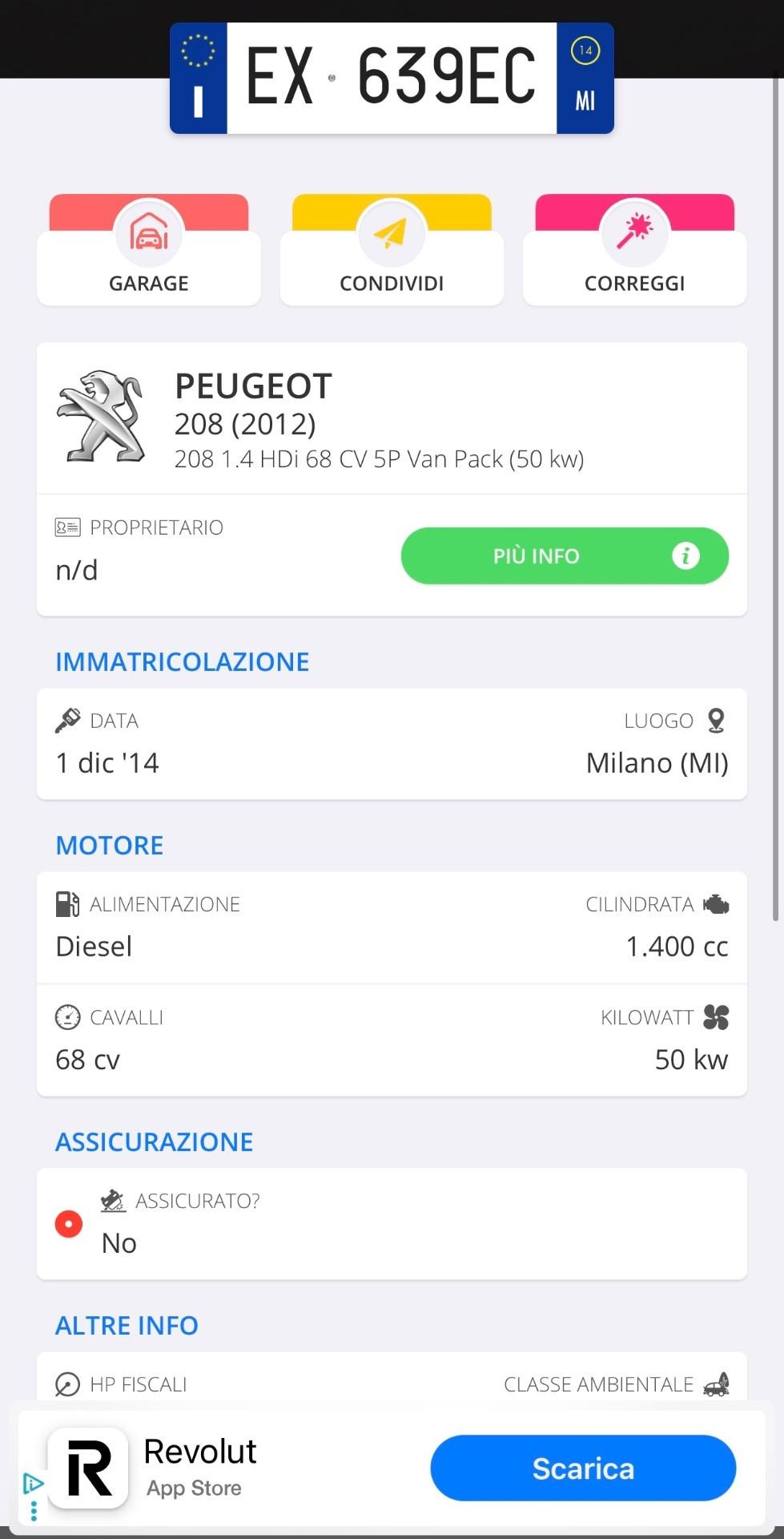 Peugeot 208 1.4 HDi 68 CV 5 porte Van Furgone