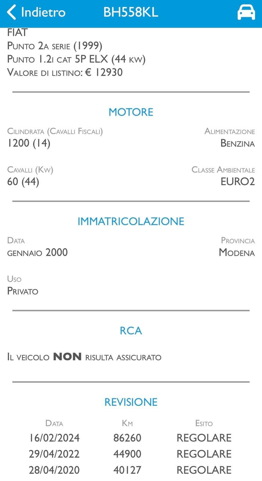 FIAT PUNTO 1.2 BENZINA NEOPATENTATI