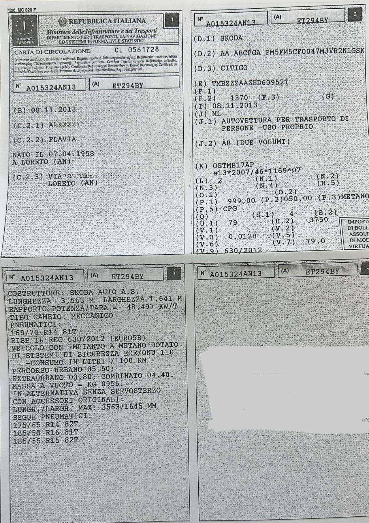 Skoda citygo ecoup 1.0 benzina Metano NEOPATENTATi