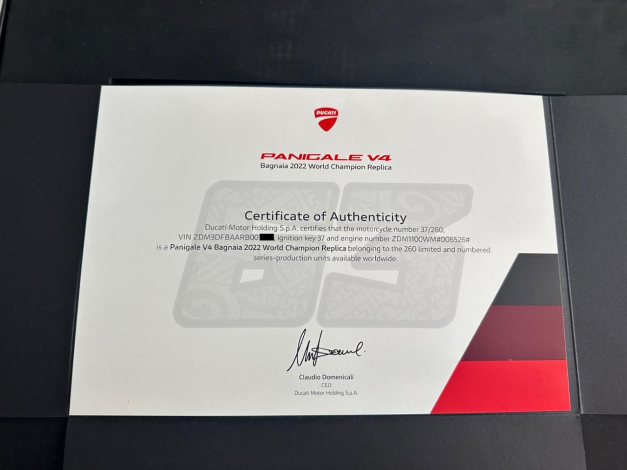 Ducati Panigale V4 BAGNAIA 2022 World Champion Replica - n. 37 di 260
