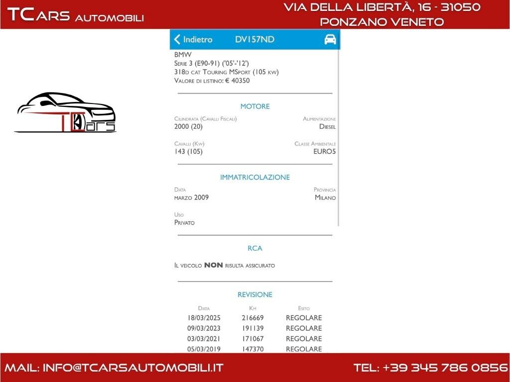 BMW 318d 2.0 TOURING MSPORT - GARANZIA TCARS