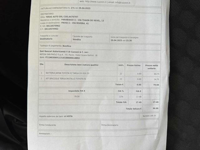 TOYOTA iQ 1.0 VVT-I OK NEOPATENTATI AUTOMATICA 4 POSTI