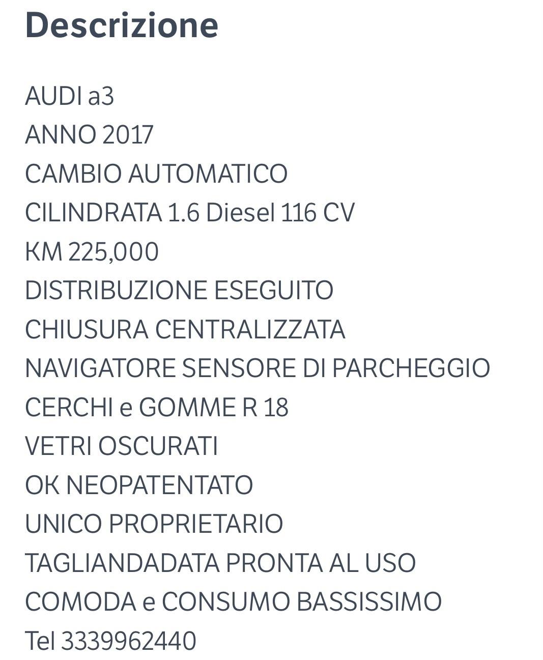 Audi A3 SPB 1.6 TDI 116 CV S tronic Business