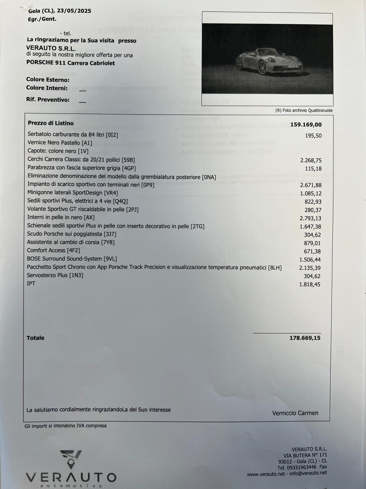 Porsche 992 Cabrio 394cv possibilità noleggio no scoring