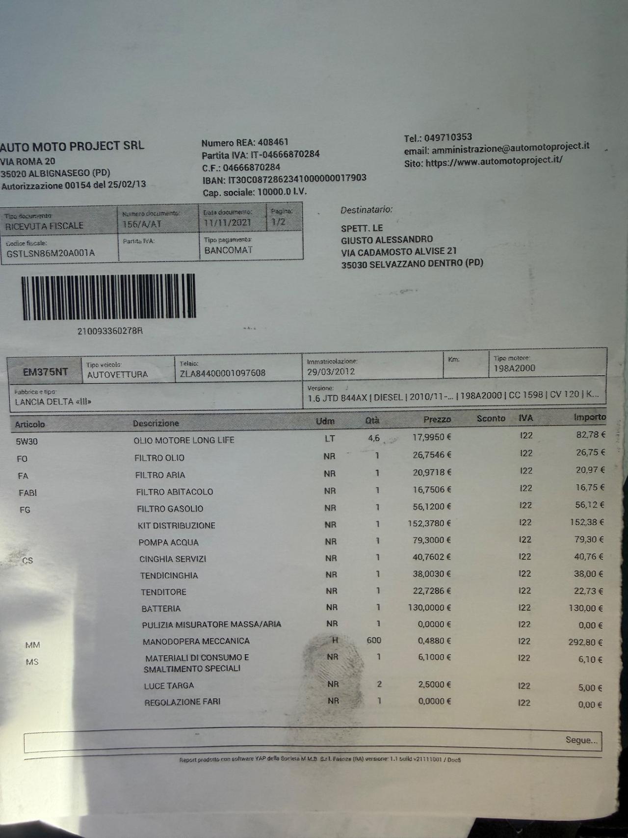 Lancia Delta 2012 1.6 MJT 120 CV Gold ok neopatentati ! ! !