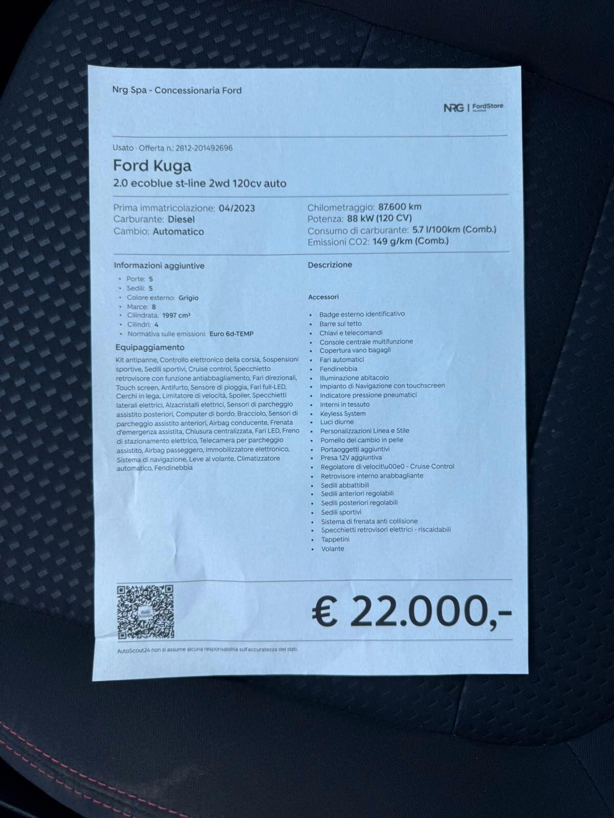 Ford Kuga 1.5 EcoBlue 120 CV aut. 2WD ST-Line