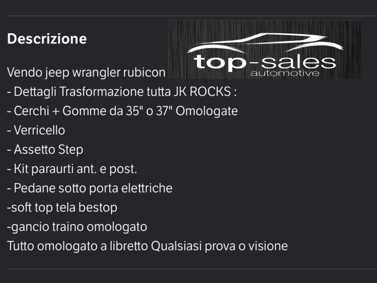 Jeep Wrangler 2.8 CRD DPF Rubicon Auto Perfetta