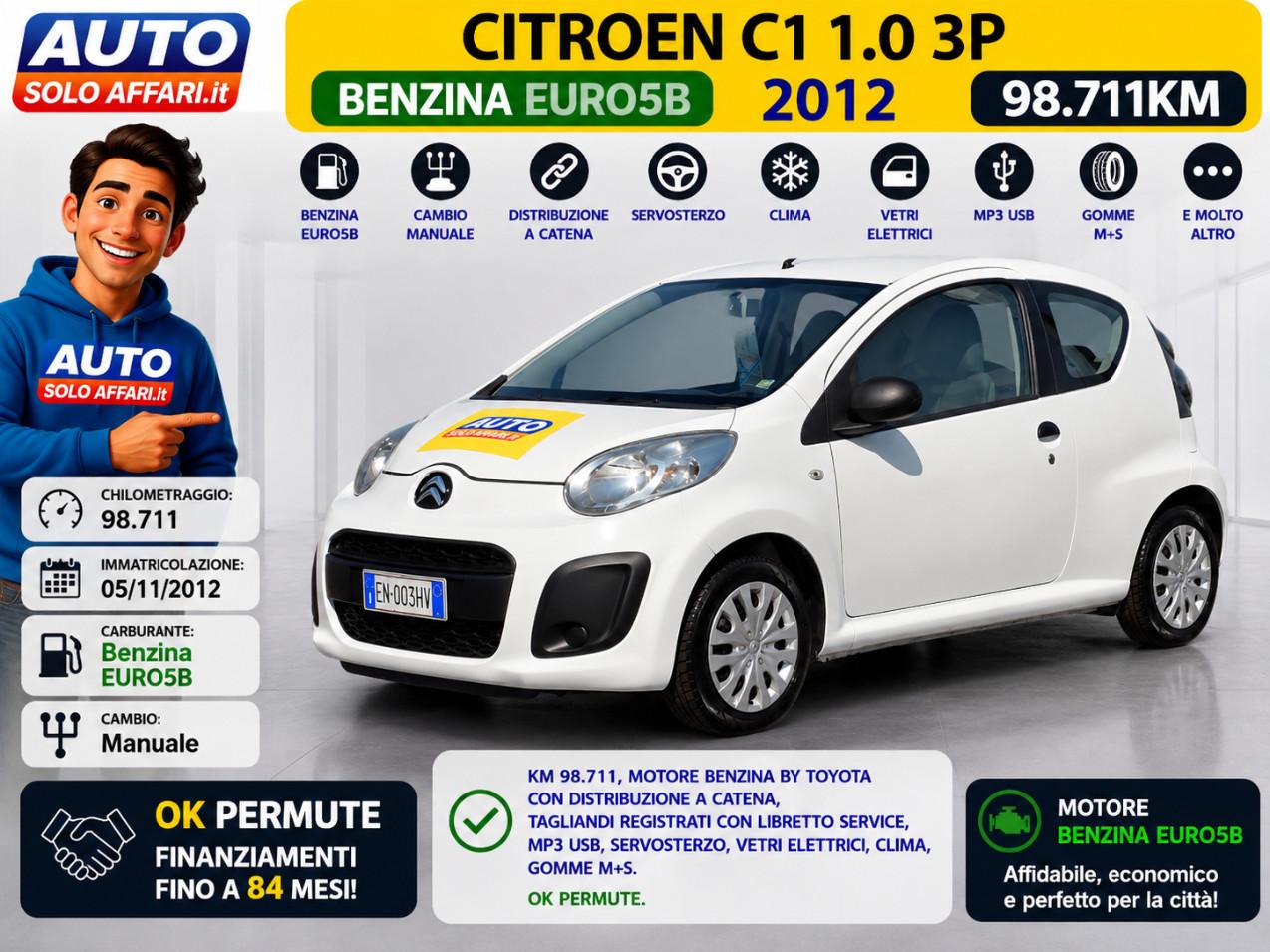 Citroen C1 3 Porte C1 3P 1.0 98.000KM TAGLIANDI REGISTRATI, NEOPATENTATI
