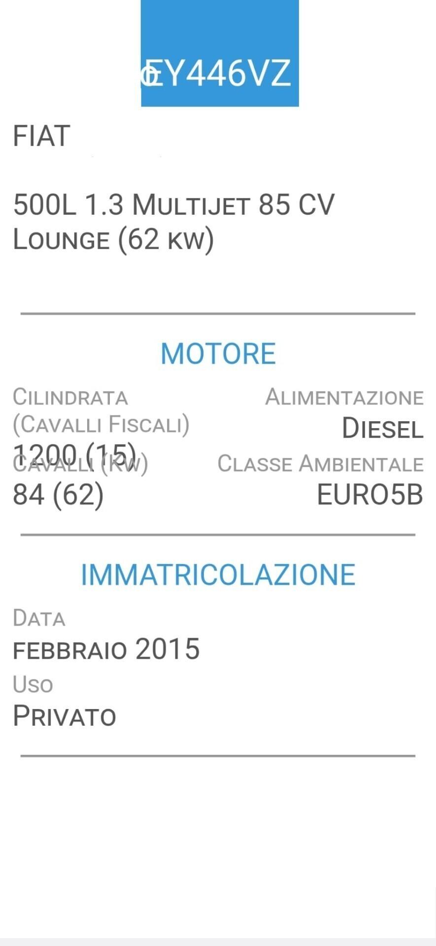 FIAT 500L 1,3 M.JET-KM 85000-4 REVISIONI+TAGLIANDI