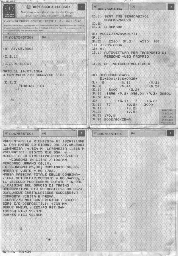 Seat Alhambra TDI 7 Posti Gancio Traino