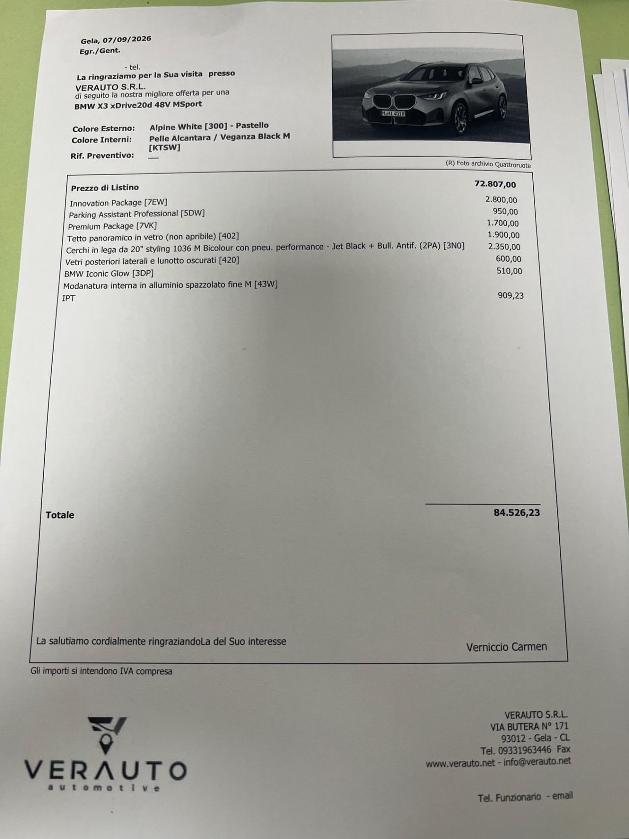 Bmw X3 xDrive20d 48V MSport - possibilità noleggio no scoring