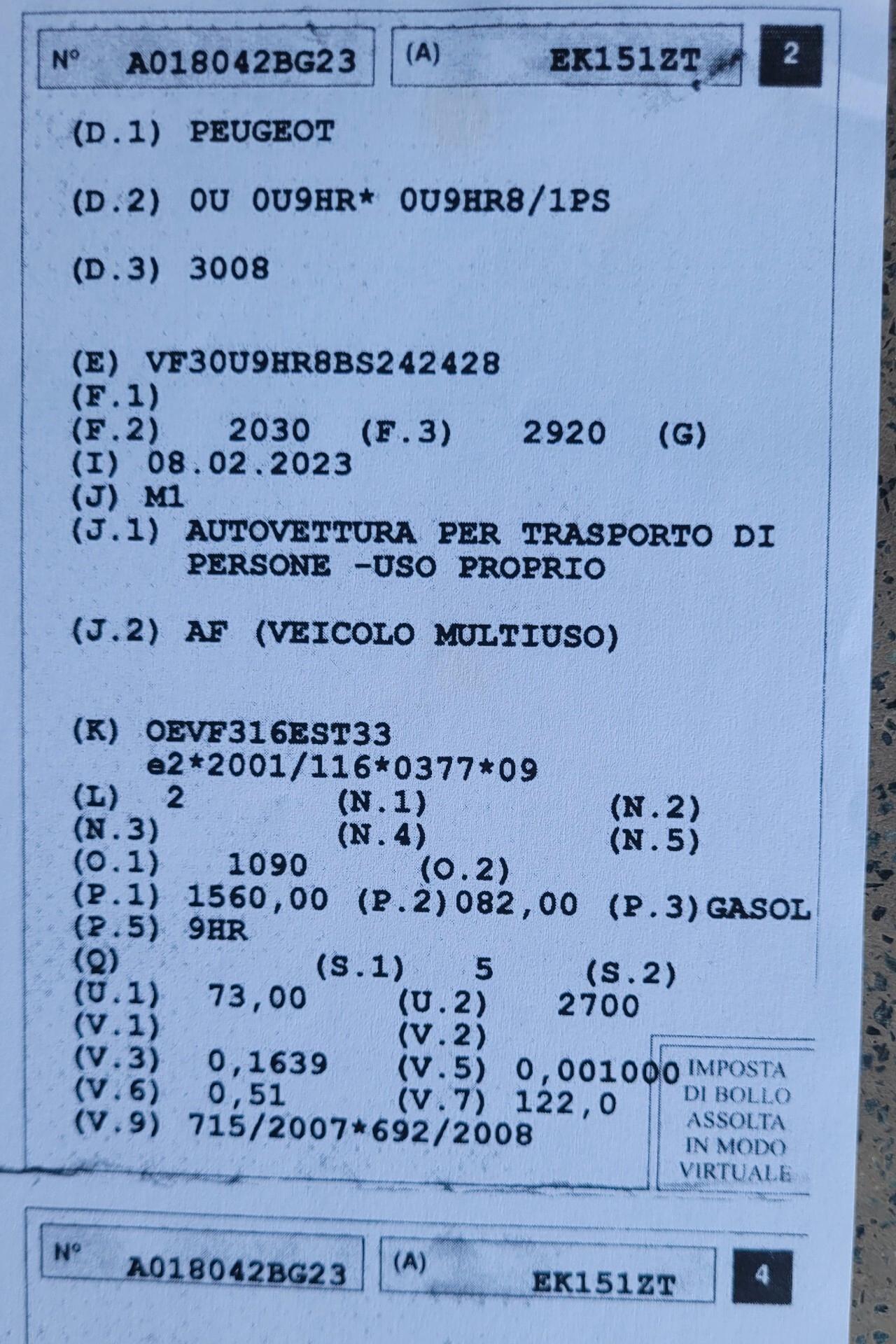 Peugeot 3008 1.6 NN VA IM MOTO..
