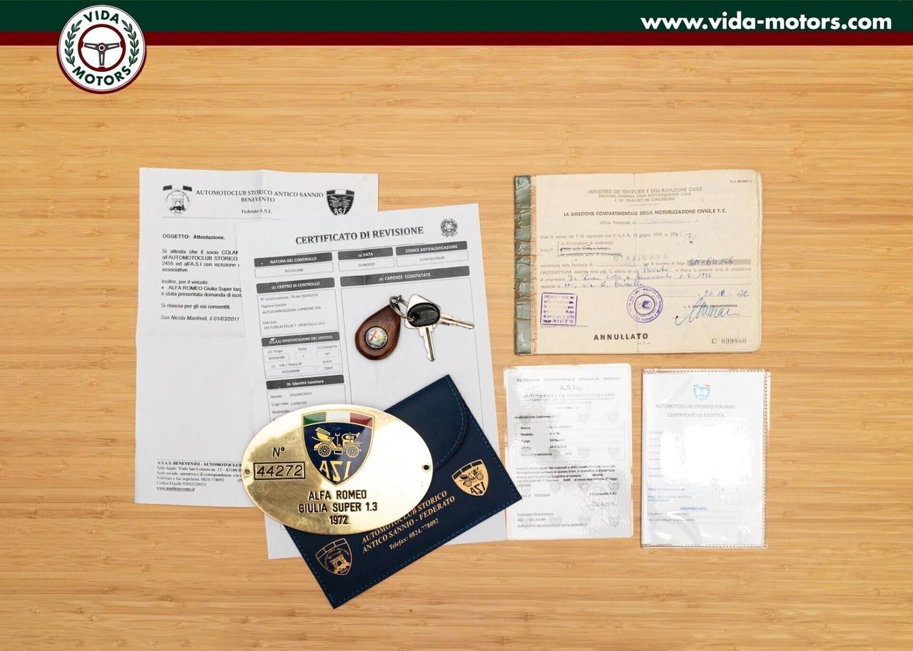 ALFA ROMEO GIULIA SUPER 1300 * TARGA ORO ASI