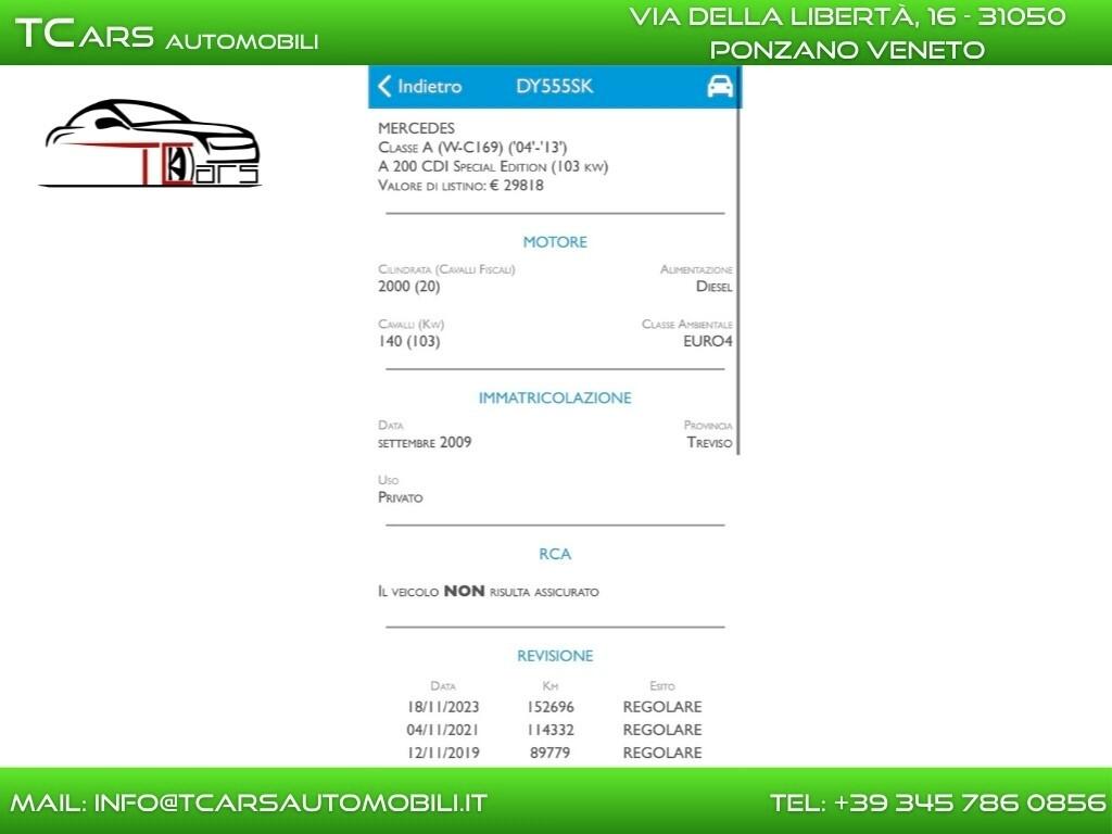 MERCEDES A200 CAMBIO AUTOMATICO TETTO APRIBILE